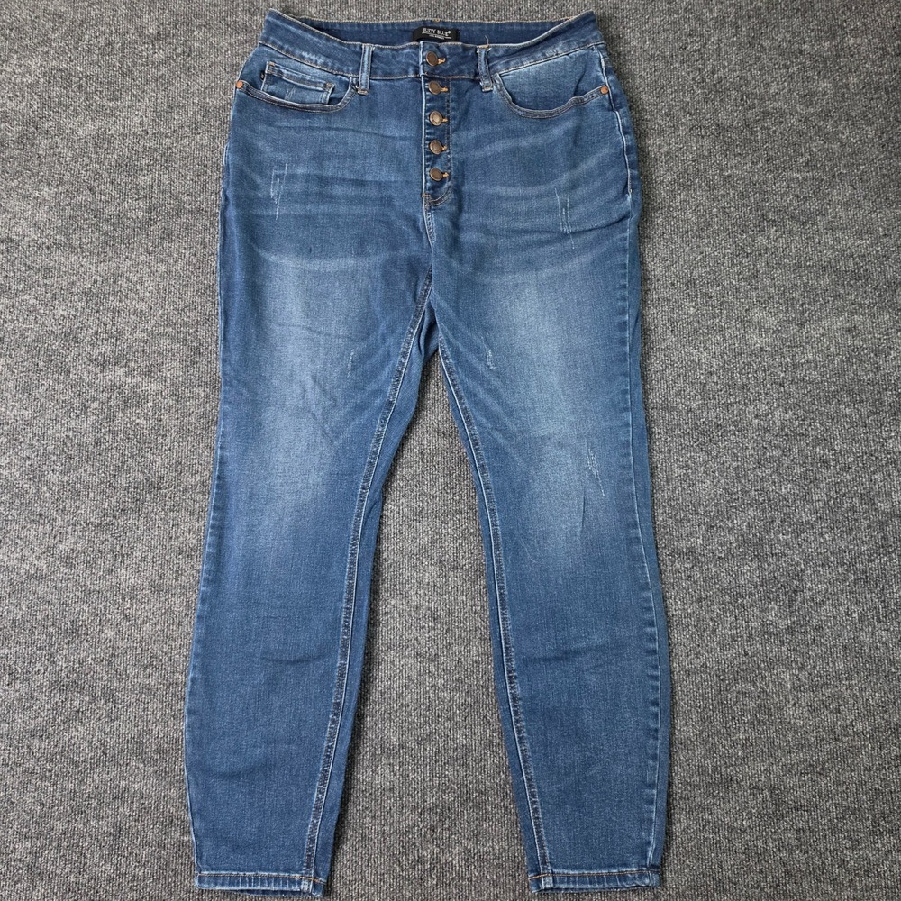 Judy Blue Skinny Jeans Womens 18W High Rise Button Fly Dark Wash Button Fly Blue
